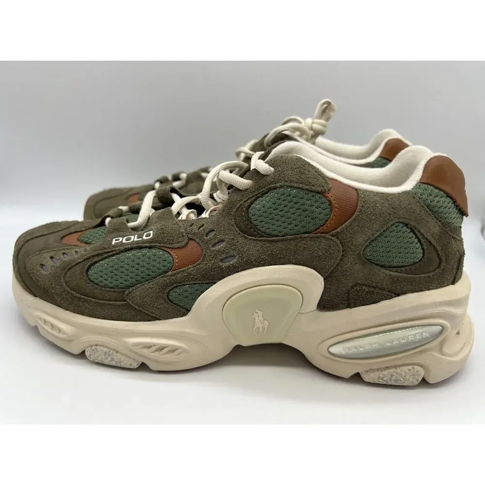 Polo Ralph Lauren Modern Trainer 100 Olive/White Size 11 NEW